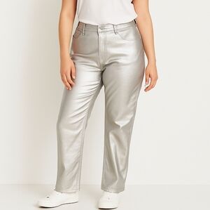 📦SOLD📦✨ INDUSTRY Metallic Silver Pants – Size 6 – Straight Leg Statement Jeans